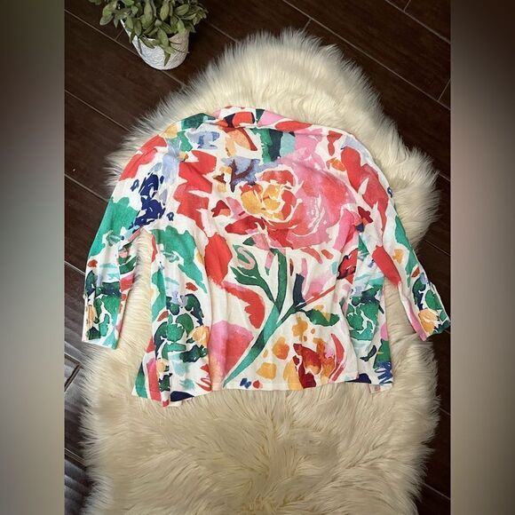 Chico’s sweater open cardigan floral sz Med 12/14 - Picture 8 of 8